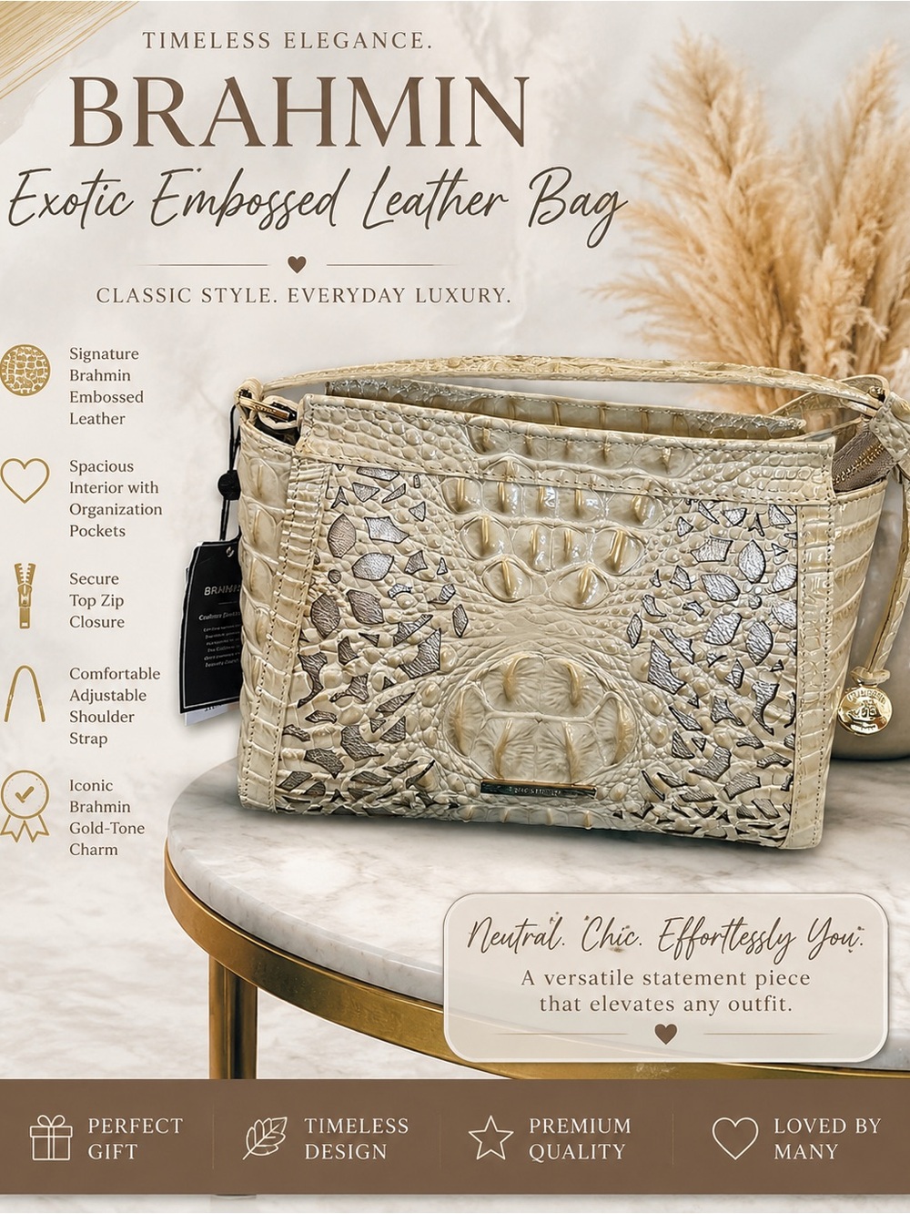 ❤️Brahmin Hillary Ivory Replay CRABTREE Exclusive NWT RARE AND UNIQUE